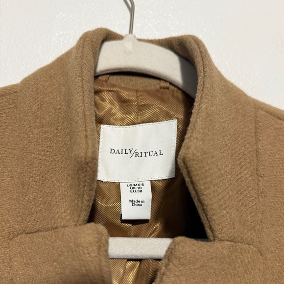 Daily Ritual Women's Wool Blend Belted Coat  Size 6 - Picture 4 of 4